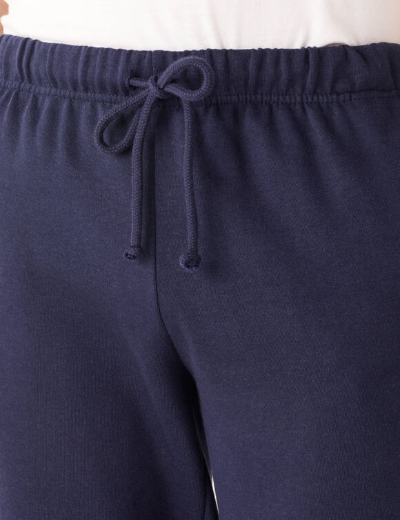 Joggingbroek in molton met elastische pijponderkanten (marine)