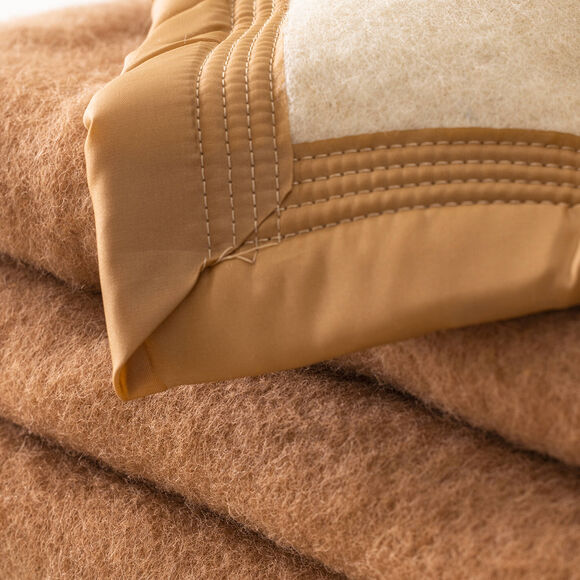 Couverture bicolore pure laine 600 g/m² (chamois)