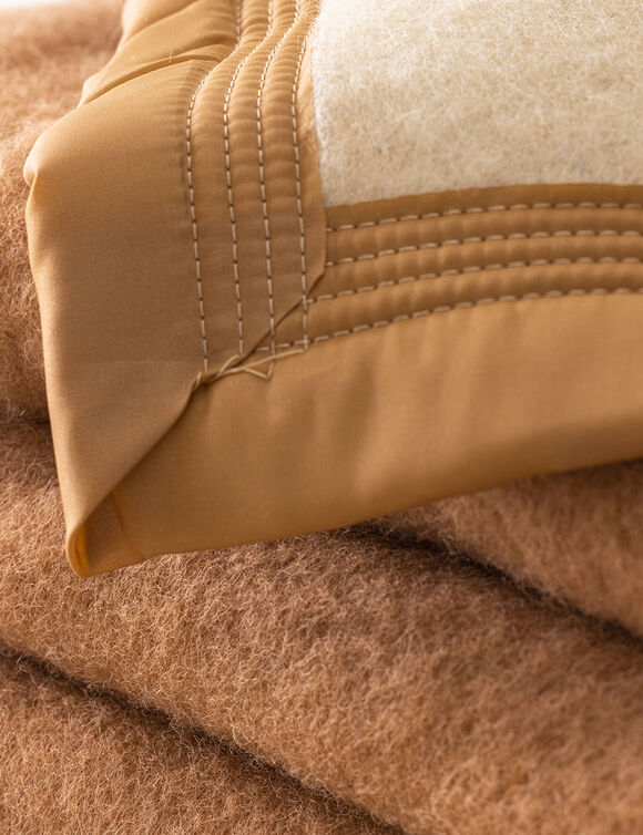 Couverture bicolore pure laine 600 g/m² (chamois)