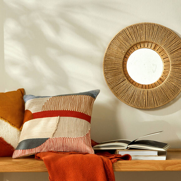 Miroir rond en rotin (rotin)