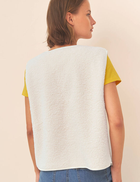 Veste sans manches, maille bouclette (&eacute;cru)