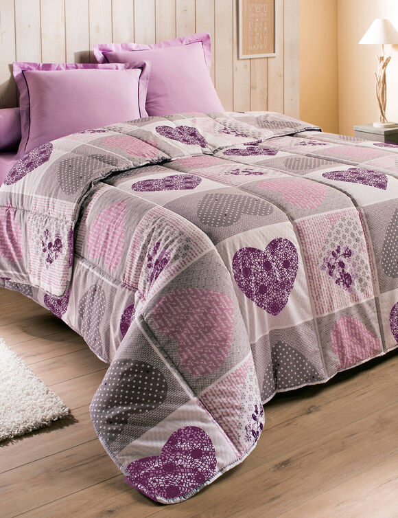 Couette coton imprim&eacute; Lovely 200 g/m&sup2; (parme)