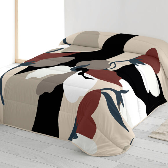 Couette microfibre imprimé moderne déco 200 g/m² (bordeaux / écru)