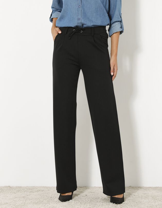 Pantalon droit, maille milano (noir)