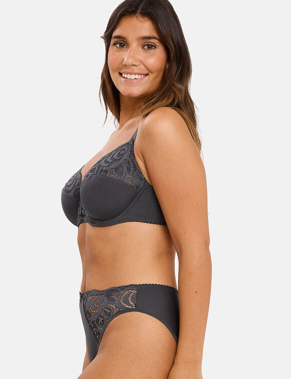 Soutien-gorge forme emboîtante dentelle et microfibre Amélie - avec armatures (gris)