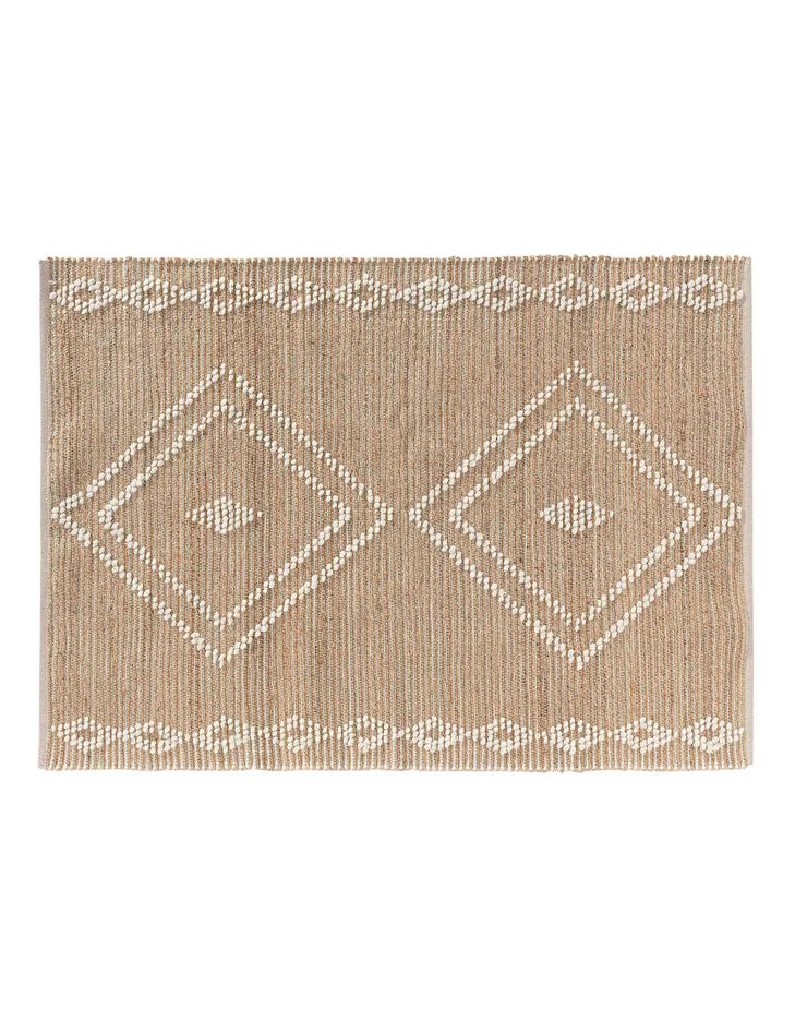 Tapis jute-laine imprimé - rectangulaire (jute/blanc)