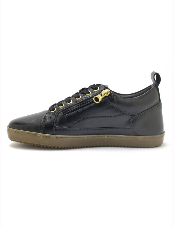 Leren sneakers in derbymodel, comfortabele breedte (zwart)