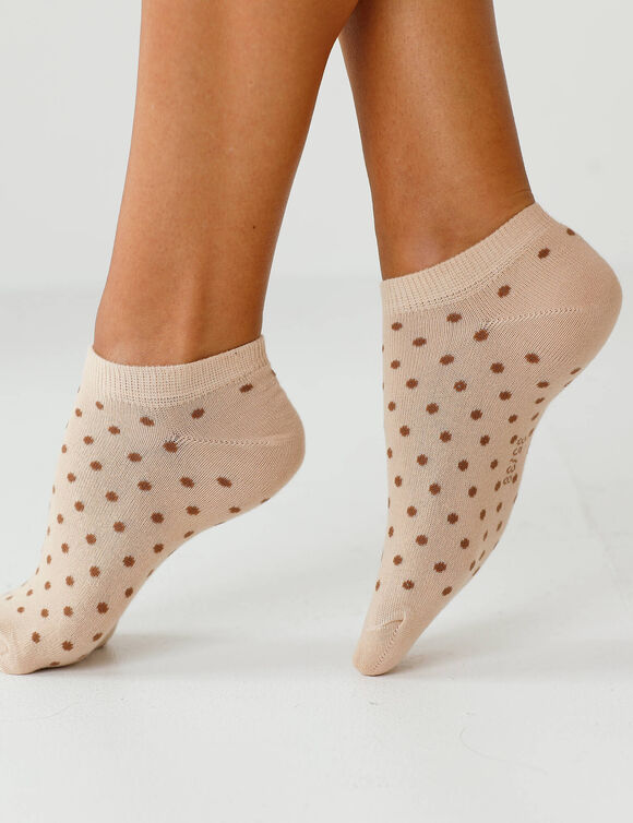 Socquettes basses pois fantaisie - lot de 5 (&eacute;cru / beige)
