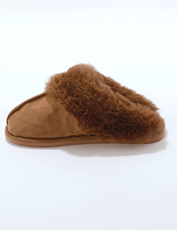 Muiltjes met nepbont (taupe)