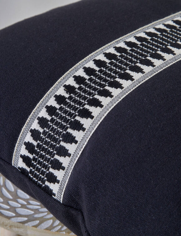 Coussin galon fantaisie (noir)