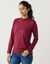 T-shirt col montant manches longues (bordeaux)