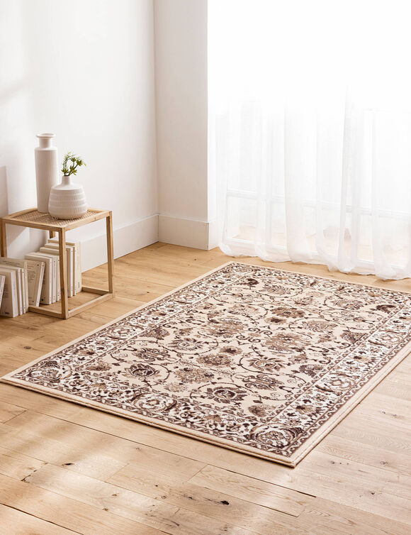 Rechthoekig tapijtje met Perzisch motief (beige)