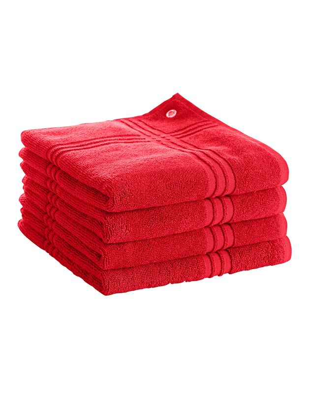 Vierkante absorberende handdoek in badstof - set van 4 (rood)