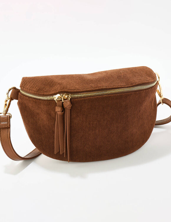 Sac banane en velours côtelé  (chocolat)
