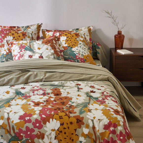 Linge de lit Capucine imprim&eacute; - coton 57 fils/cm&sup2; (gr&egrave;ge)