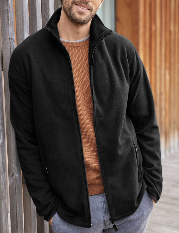 Blouson zippé maille micropolaire (noir)