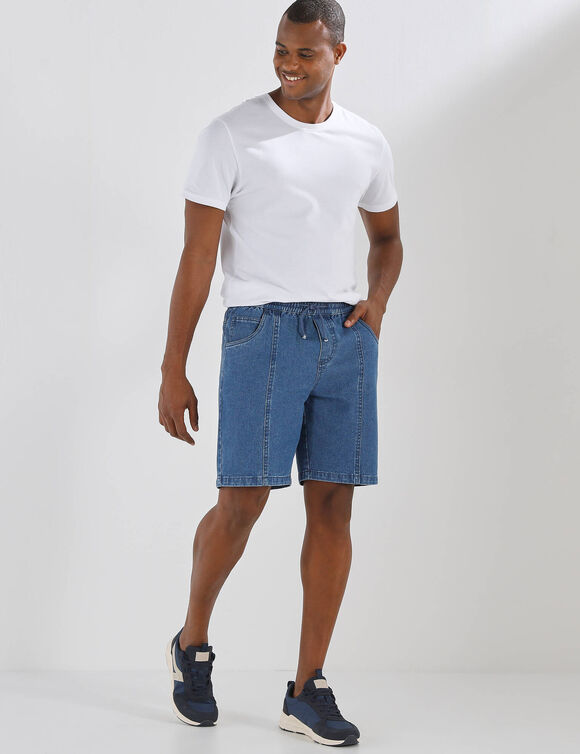 Bermuda in licht, elastisch denim (stone)