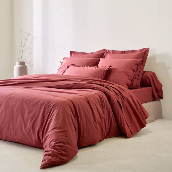 Linge de lit uni percale (bois de rose)