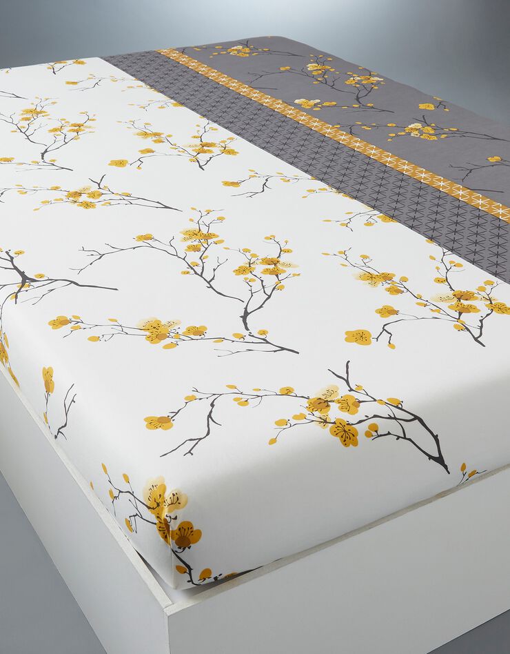 Linge de lit Kimori en polycoton imprimé fleurs de cerisier, gris Linge de lit Kimori en polycoton imprimé fleurs de cerisier, gris, hi-res image number 5
