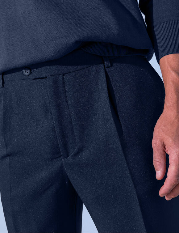 Pantalon taille élastiquée à pinces - polyester (marine)