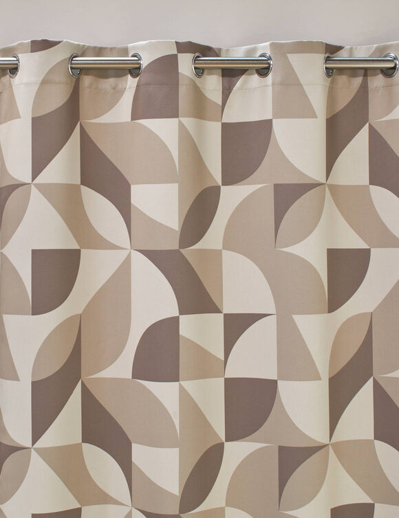 Verduisterend gordijn met grafische print (beige / taupe)