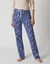 Pyjamabroek in katoen met bloemenprint (marine / mauve)