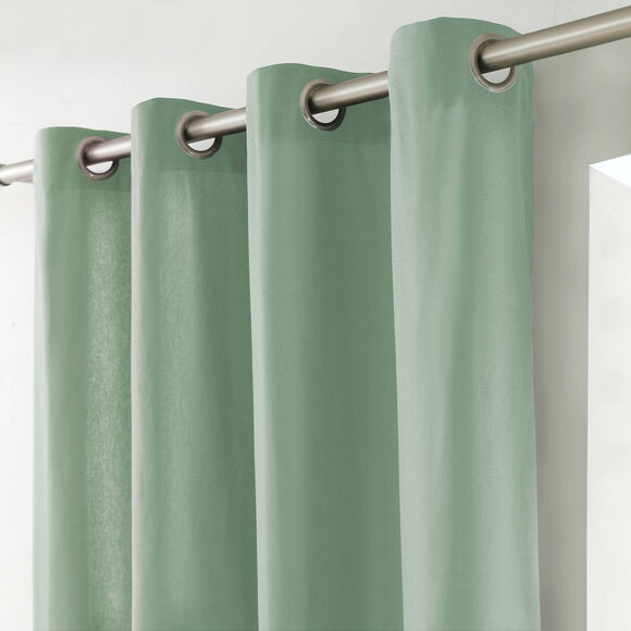 Rideau bachette uni tamisant oeillets (vert amande)