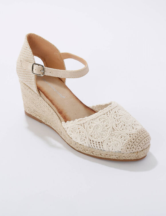 Sandales compensées macramé (écru)
