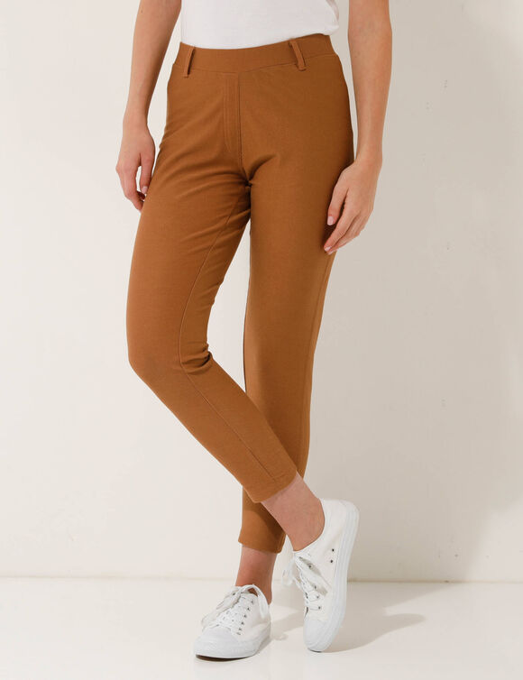Pantalon maille confort, taille élastiquée (noisette)