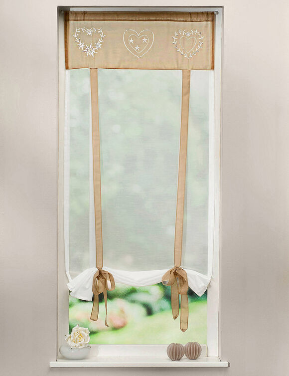 Tweekleurig optrekgordijn met zoom voor de gordijnroede (zandkleur/ecru)