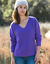 Pull col V volume loose, maille anglaise toucher doux (violet)