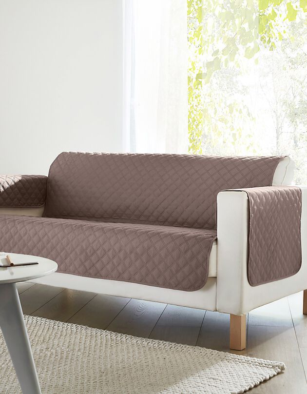 Slipvrije salonbeschermer in gematelasseerde microvezel (taupe)