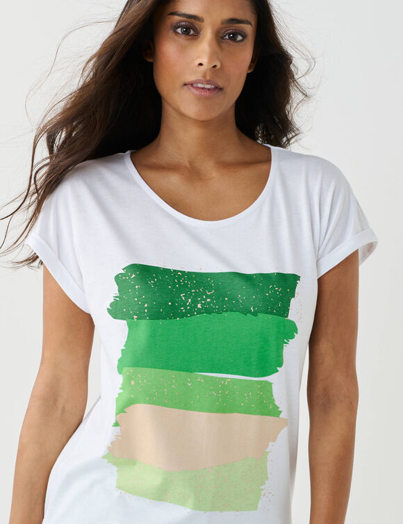 T-shirt boite imprim&eacute; "arty", maille jersey (vert pomme)