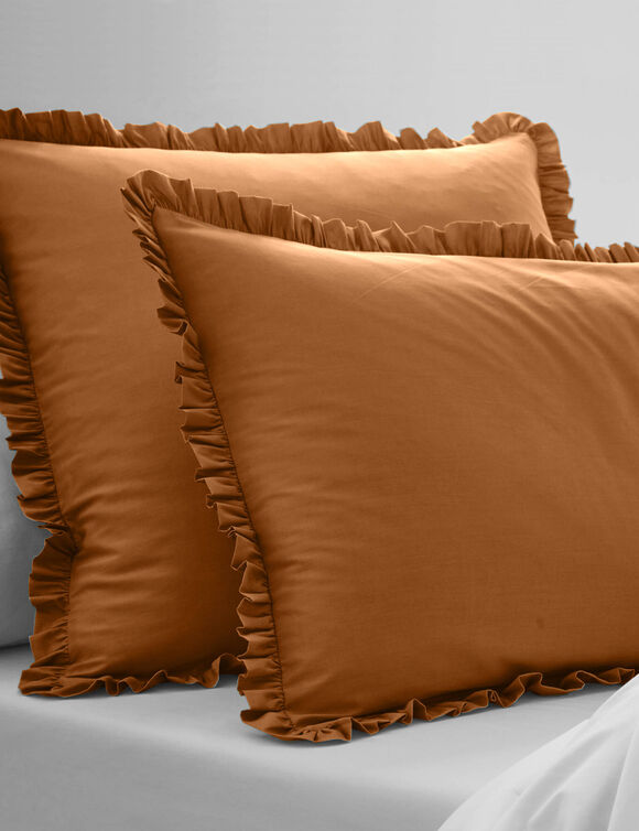 Linge de lit uni percale (châtaigne)