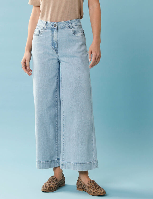 Jeans met hoge taille, voor Kleine Lengtes, binnenpijplengte 65 cm, ruim 7/8-model (bleached)