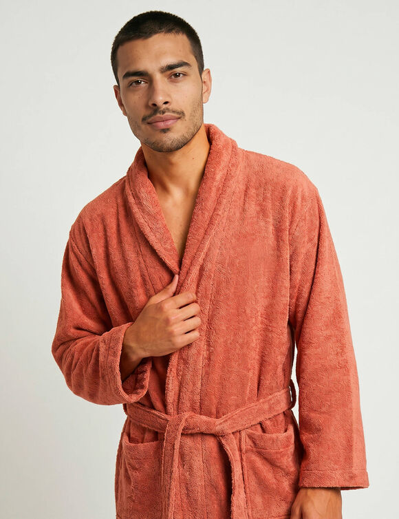 Peignoir mixte adulte col ch&acirc;le - &eacute;ponge bouclette 380 g/m&sup2; (tomette)