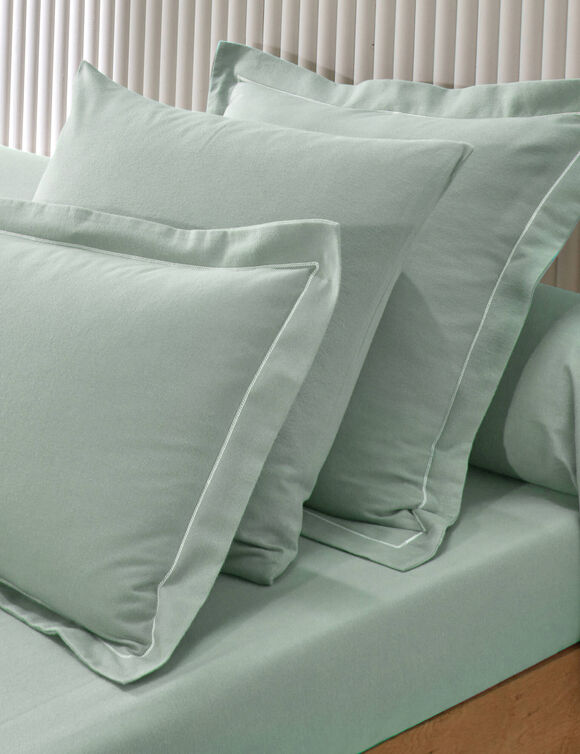 Linge de lit uni flanelle (vert amande)