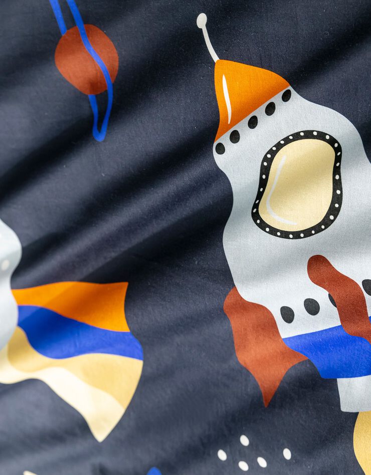 Linge de lit enfant Galaxy imprimé chat 1 personne - coton (marine)
