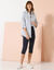 Capribroek met hoge taille (marine)