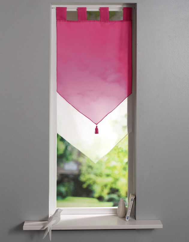 Vitrage voile double uni forme pointe finition pattes (cassis / blanc)