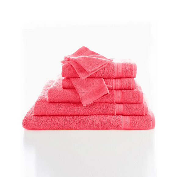 Collectie effen handdoeken 420 g/m2 met zacht comfort (koraal)