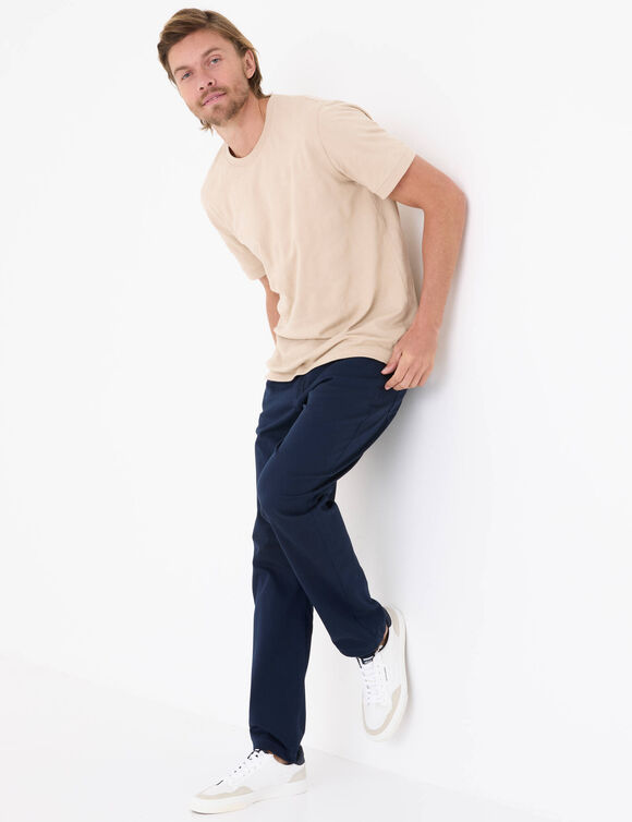 T-shirt in getextureerd piqu&eacute;tricot, korte mouwen (zandkleur)