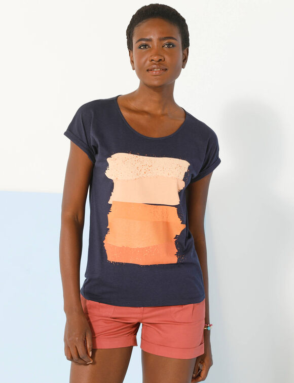 T-shirt boite imprimé "arty", maille jersey (marine)