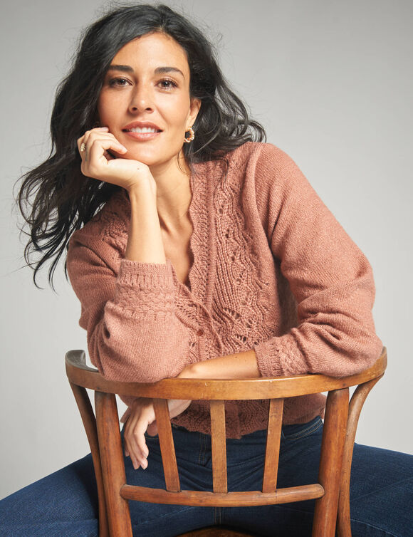 Gilet en maille ajourée (caramel)