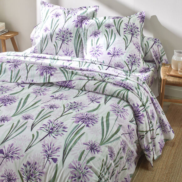 Linge de lit Agapanthe en coton imprimé fleurs (parme)