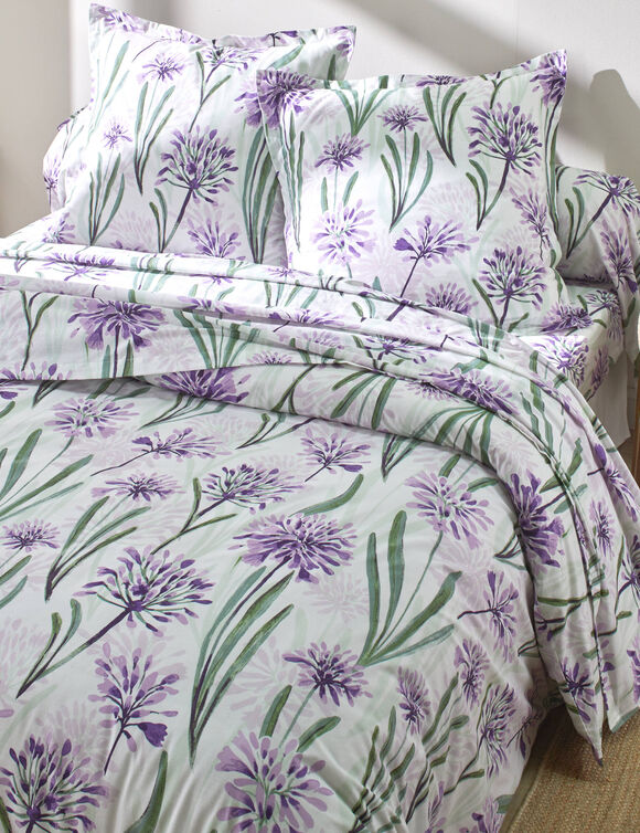 Linge de lit Agapanthe en coton imprimé fleurs (parme)