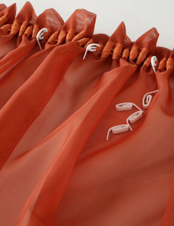 Panneau voile uni finition galon fronceur (terracotta)
