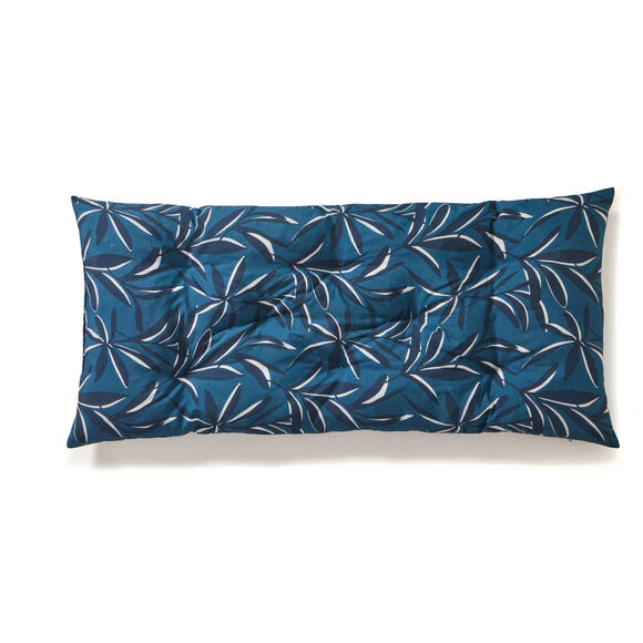 Long coussin de sol imprimé feuillage (bleu)