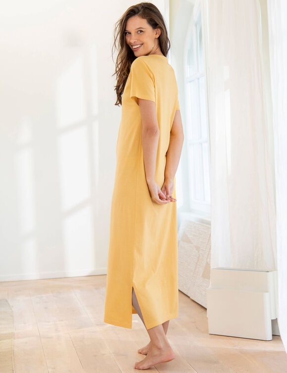 Chemise de nuit longue manches courtes unie  (jaune)