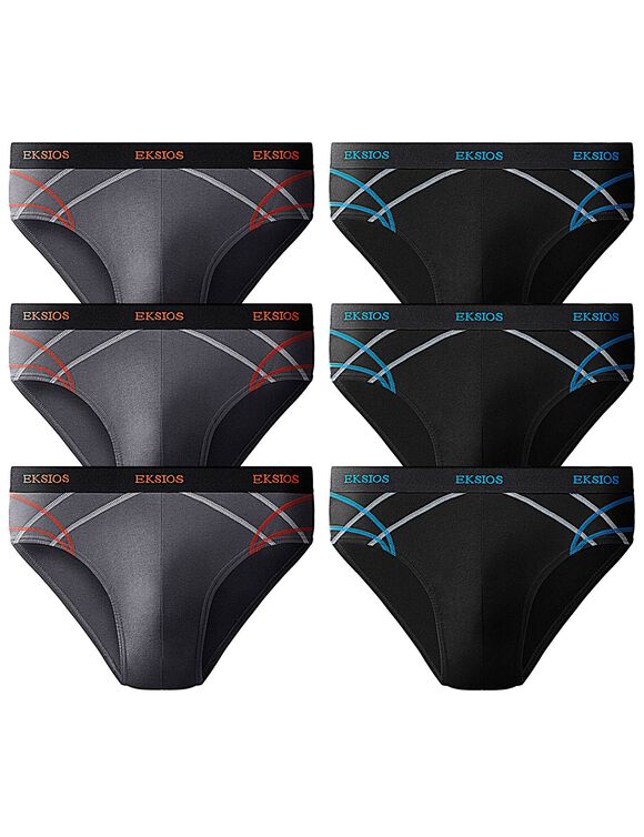 Gesloten slip met hoge taille - set van 6 (zwart + grijs)